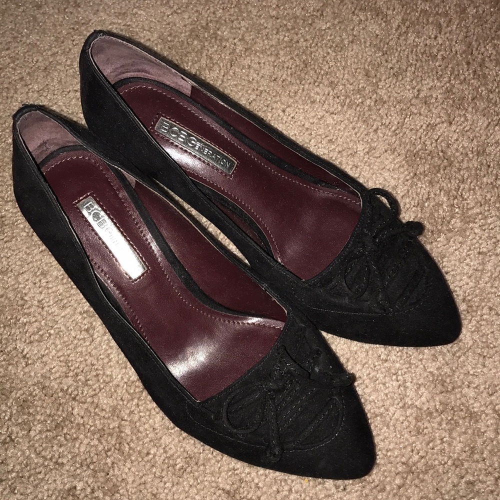 Black suede wedges, size 5.5